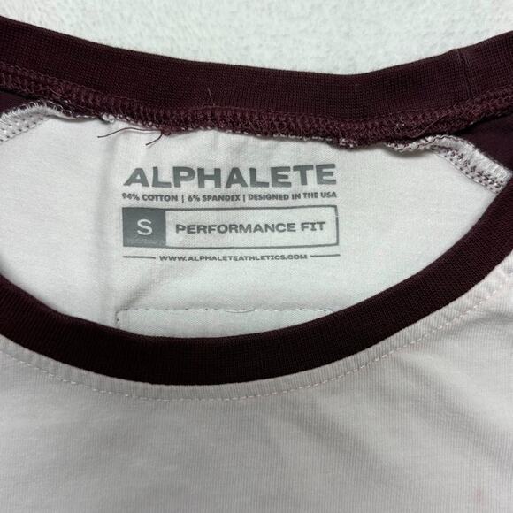 Alphalete 3/4 Sleeve Baseball T-Shirt Performance Fit Whte Mens Size S Stretch - Picture 3 of 10